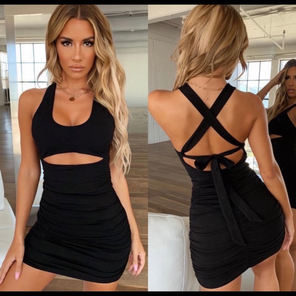 Tiger Mist Black Backless Cutout Bodycon Dress